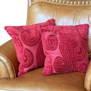 Set of 2 Pier 1 Red Embossed Pillows